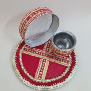 Stylish Res Gotta Work Karwachauth Thali 3pc Set